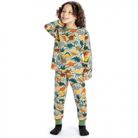 Pijama Infantil Brilha Menino No Mundo Dos Dinossauro Elian