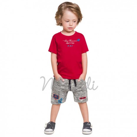 Conjunto infantil menino camiseta e bermuda Mundi