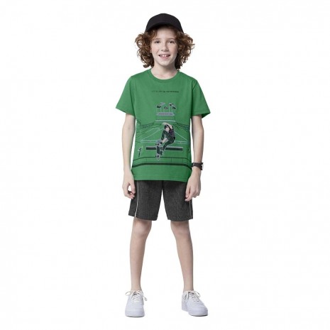 Camiseta Infantil Menino Radical Skate Tour Verde BG