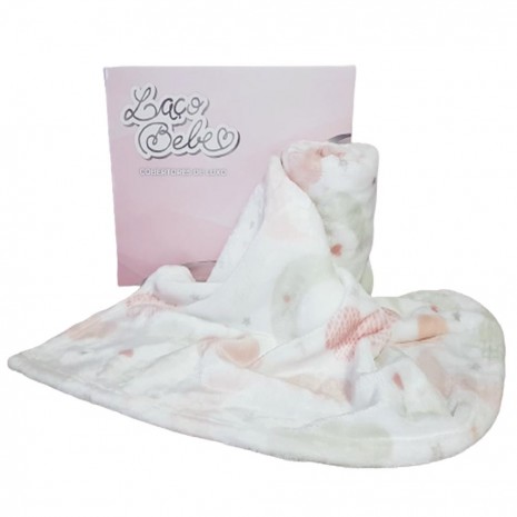 Cobertor Bebê Luxo Lua Rosa Laço Bebê