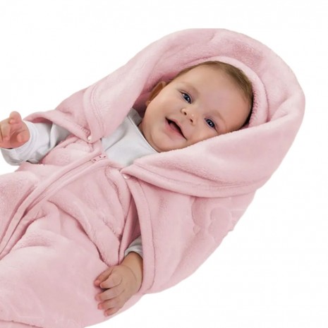 Cobertor Menina Baby Sac Com Relevo Rosa Jolitex