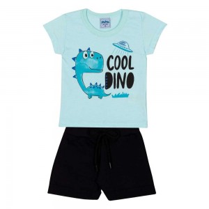 Conjunto Bebê Menino Camiseta Bermuda Dino Cool Serelepe