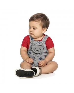 Conjunto Bebê Infantil Menino Camiseta Macacão Moletinho Elian