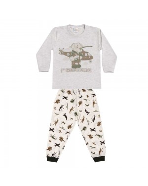 Pijama Longo Infantil Brilha No Escuro Aeronave Dadomile