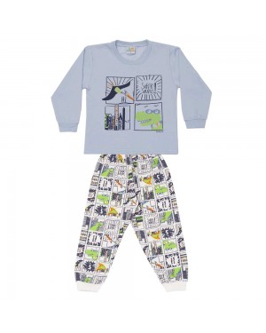 Pijama Infantil Moletinho Brilha No Escuro Supersaurus Dadomile