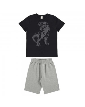 Conjunto Infantil T-Rex Camiseta E Bermuda Moletinho BG