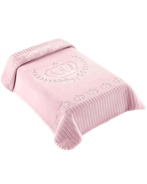 Cobertor Bebê Exclusive Relevo Coroa Unique Rosa Colibri
