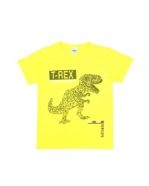 Camiseta Infantil T-Rex Super Dinossauro Serelepe Amarelo Neon