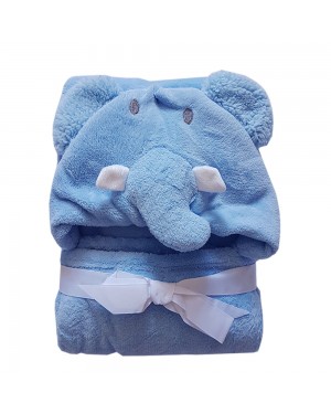 manta de microfibra baby jolitex com capuz de elefante azul