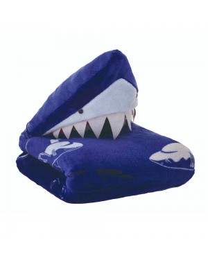 Manta Baby Com Capuz de Tubarão Azul