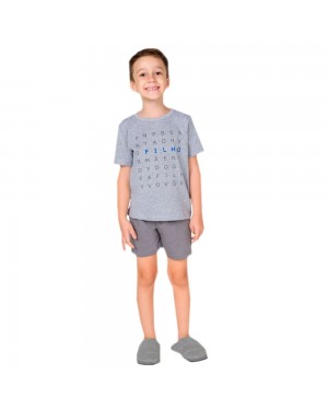 Pijama Infantil Menino Camiseta Bermuda Brilha No Escuro