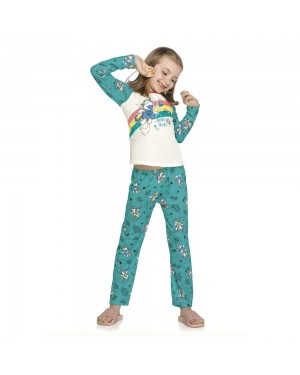 Pijama Longo Infantil Unicórnio Branco Brilha No Escuro