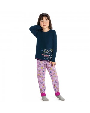 Pijama Infantil Brilha Menina Blusa Calça Galaxy Elian
