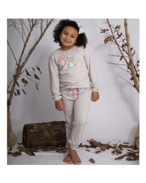 Pijama Infantil Menina Modal Bichinhos Bege Dadomile