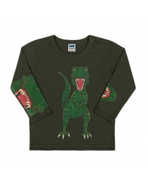 Camiseta Infantil Menino Dinossauros Verde Selva Marlan