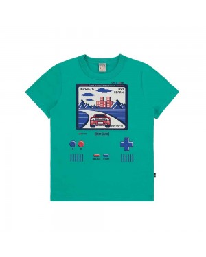 Camiseta Longa Infantil Menino T-REX Verde Boca Grande