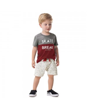 Conjunto Infantil Menino Camiseta E Bermuda Skate Marlan