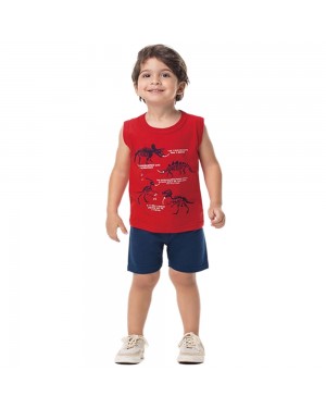 Conjunto Infantil T-Rex Camiseta E Bermuda Moletinho BG