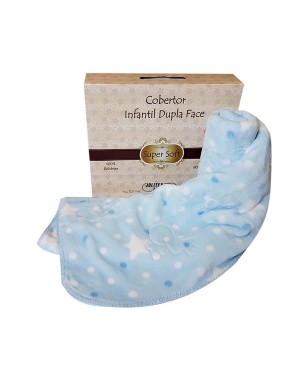 Cobertor Menino Baby Sac Jolitex Com Detalhes Em Azul