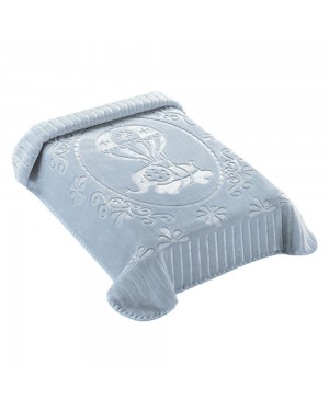 Cobertor Bebê Exclusive Relevo Coroa Unique Azul Colibri