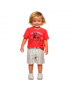 conjunto infantil menino camiseta manga curta e bermuda em sarja