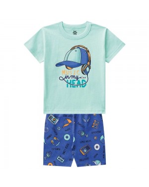 Pijama Infantil Menino Camiseta E Bermuda Estampa Brilha No Escuro Verde