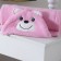 manta de microfibra baby jolitex com capuz de urso rosa
